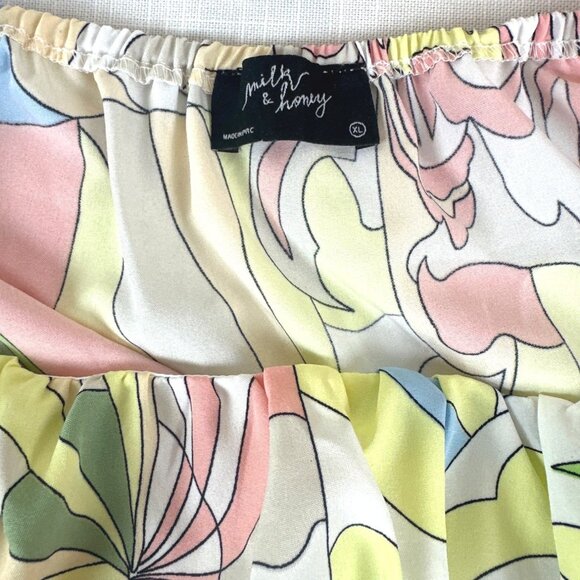 Milk & Honey pastel crop top off shoulder balloon sleeves bow boho retro arty XL - Picture 4 of 12